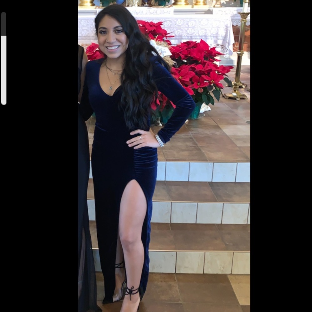 COPY - Navy blue velvet fashion nova dress